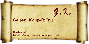Geyer Koppány névjegykártya